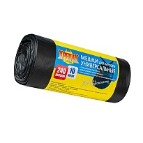 Мешки для мусора 240 л, черные, в рулоне 10 шт., ПНД 40 мкм, 1250х1000 мм, Крепак, 4607075710153 в Коломне