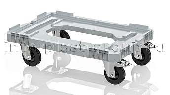 Тележка пластиковая с отверстием 2 колеса с тормозом серая в Коломне