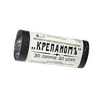 Мешки для мусора 30 л, черные, в рулоне 20 шт., ПНД, 7 мкм, 560х440 мм, Крепаномъ, 4607075710580 в Коломне