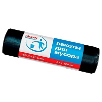 Мешки для мусора 160 л, черные, в рулоне 20 шт., ПВД, 30 мкм, 1200х870 мм, PACLAN Professional, 604082 в Коломне