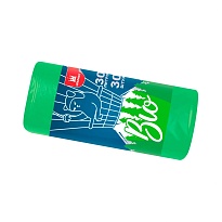 Мешки для мусора 30 л, биоразлагаемые, зеленые, в рулоне 30 шт., ПНД, 7 мкм, 560х480 мм, БИО, МБ2110 (МНБ 30-30ж) в Коломне