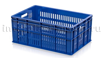 Ящик для молока, мяса, овощей и фруктов большая перфорация дно сплошное синий в Коломне