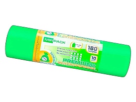 Мешки для мусора 180 л, ароматизированные, зеленые, в рулоне 10 шт., ПВД, 35 мкм, 1100х930 мм, PREMIUM+, 180105301 в Коломне