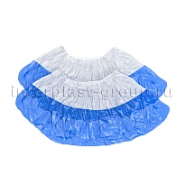 Бахилы бело-синие 1000 шт (500 пар), 48 мкм, двойная подошва, с одной резинкой, Эконом+ в Коломне