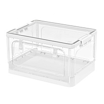 Ящик пластиковый складной прозрачный, дно белое, 490х360х280 мм, с колесиками в Коломне