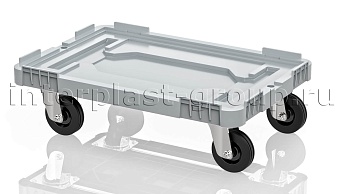 Тележка пластиковая сплошная без тормозов усиленная серая в Коломне