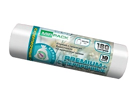 Мешки для мусора 180 л, ароматизированные, белые, в рулоне 10 шт., ПВД, 35 мкм, 1100х930 мм, PREMIUM+, 180105302 в Коломне