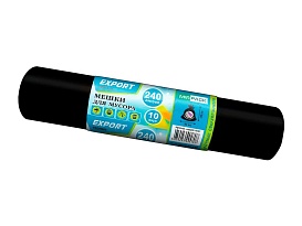 Мешки для мусора 240 л, черные, в рулоне 10 шт., ПВД 80 мкм, 1300х930 мм, EXPORT, exp 24010167 в Коломне