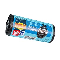Мешки для мусора 30 л, с ушками, черные, в рулоне 30 шт., ПНД, 9 мкм, 600х500 мм, Крепак, 4607075710450 в Коломне Мешки для мусора 30 л, с ушками, черные, в рулоне 30 шт., ПНД, 9 мкм, 600х500 мм, Крепак, 4607075710450 в Коломне