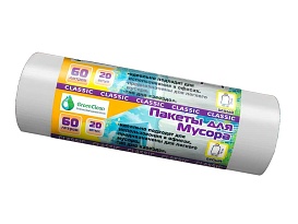 Мешки для мусора 60 л, белые, в рулоне 20 шт., ПНД, 7 мкм, 700х600 мм, MIRPACK Classik, 602052 в Коломне