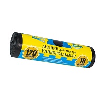 Мешки для мусора 120 л, с ушками, черные, в рулоне 10 шт., ПНД, 13 мкм, 1050х680 мм, Крепакоф, 4607075710252 в Коломне Мешки для мусора 120 л, с ушками, черные, в рулоне 10 шт., ПНД, 13 мкм, 1050х680 мм, Крепакоф, 4607075710252 в Коломне