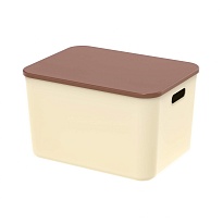 Ящик пластиковый вкладываемый бежевый с коричневой крышкой 410х305х245 мм в Коломне