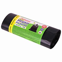 ММешки для мусора 60 л, черные, в рулоне 20 шт., ПНД, 8 мкм, 650х580 мм, Любаша, 608092 в Коломне