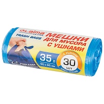 Мешки для мусора 35 л, с ушками, синие, в рулоне 30 шт., ПНД, 11 мкм, 650х500 мм, LAIMA ULTRA, 607684 в Коломне