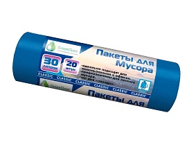 Мешки для мусора 30 л, синие, в рулоне 20 шт., ПНД, 7 мкм, 600х500 мм, MIRPACK Classik, 302041 в Коломне