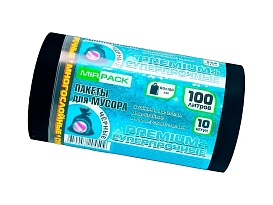 Мешки для мусора 100 л, черные, в рулоне 10 шт., ПВД, 70 мкм, 1000х600 мм, PREMIUM+, 1001076 в Коломне
