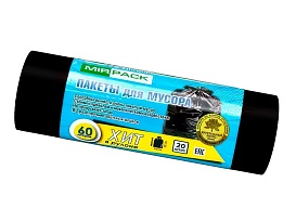 Мешки для мусора 60 л, ароматизированные, черные, в рулоне 20 шт., ПНД, 8 мкм, 800х600 мм, ХИТ, 6020867 в Коломне