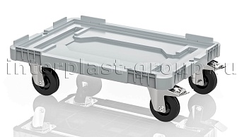 Тележка пластиковая сплошная 2 колеса с тормозом усиленная серая в Коломне