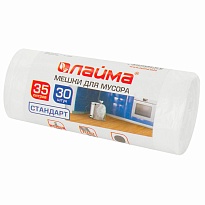 Мешки для мусора 35 л, белые, в рулоне 30 шт., ПНД, 6 мкм, 550х480 мм, LAIMA, 605538 в Коломне